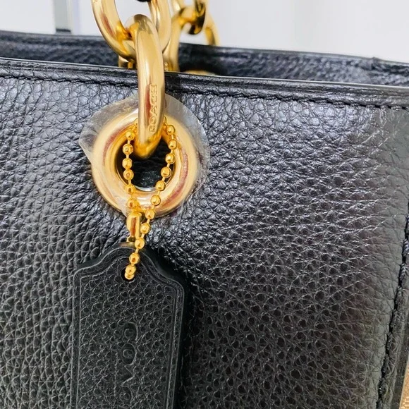 New Coach Jes Tote In Signature Canvas/Refined Pebble Leather/ Black-Brown - Picture 8 of 11